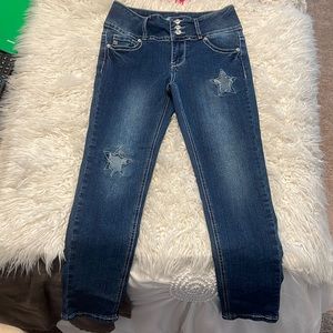 Seven7 kids dark skinny jeans with star cutouts